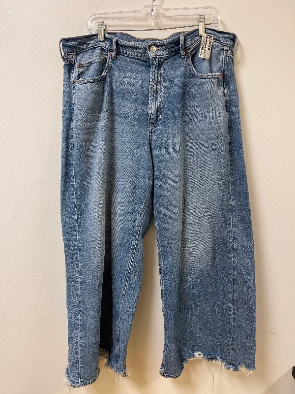 Women's Jodhpurs with Narrow CollarJeans Wide Leg By American Eagle In Blue Denim, Size: 18