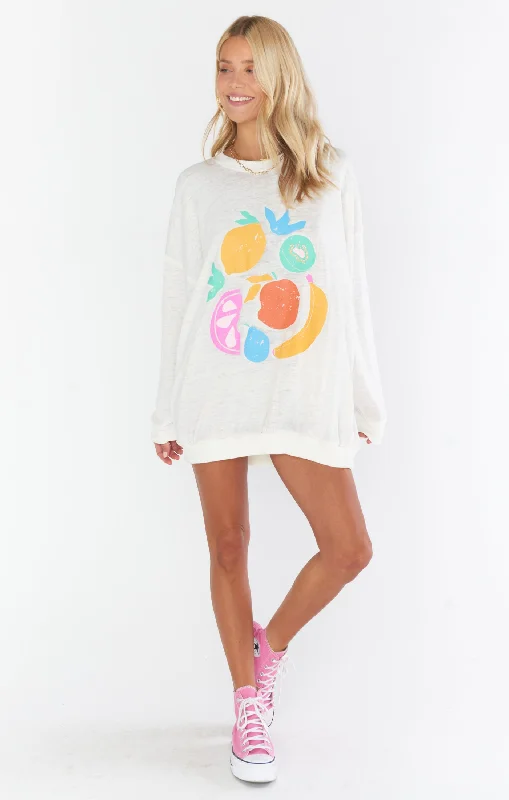 Women's Mandarin Collar SweatersJames Sweatshirt ~ Fruit Graphic