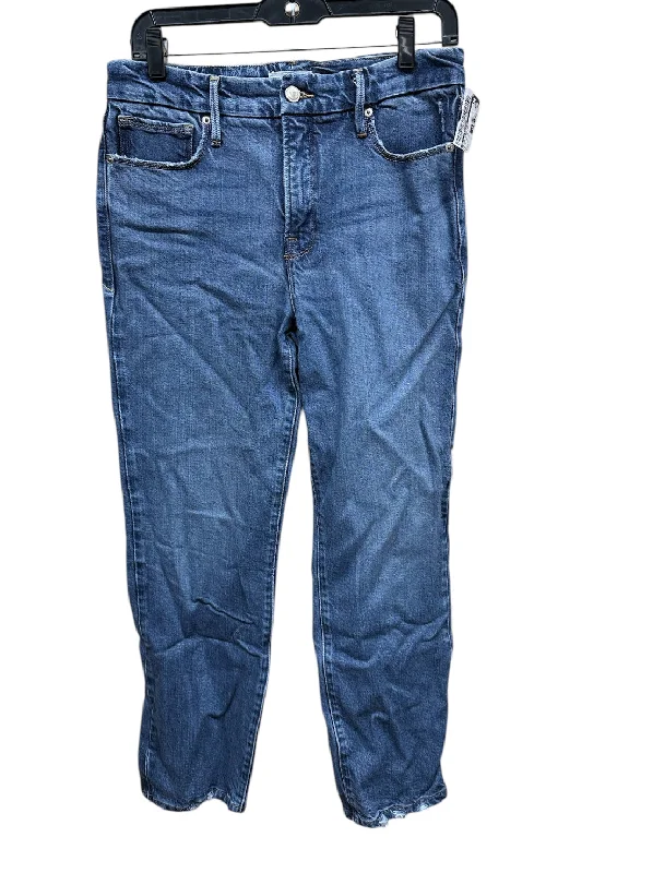 Women's Jodhpurs with V-Shaped CollarJeans Straight By Good American In Blue Denim, Size: 6