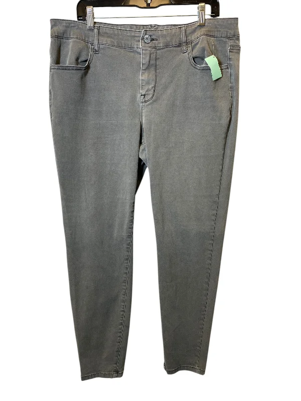 Women's Jodhpurs with Full LengthJeans Straight By Maurices In Grey Denim, Size: 18