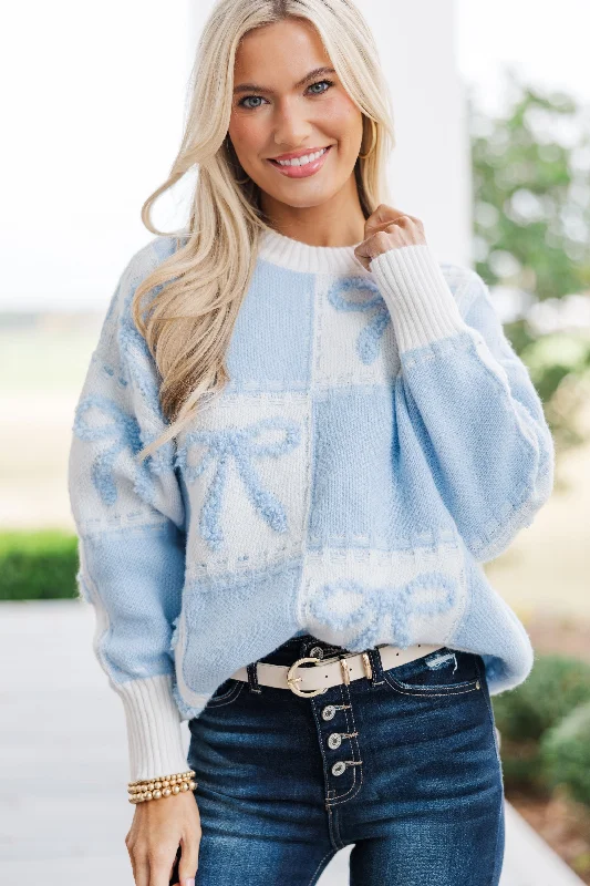 Women's Shetland Wool SweatersJust Too Good Light Blue Checkered Sweater