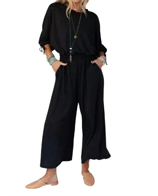 Women's JodhpursCarolina Comfy Wide Leg Jumpsuit In Charcoal