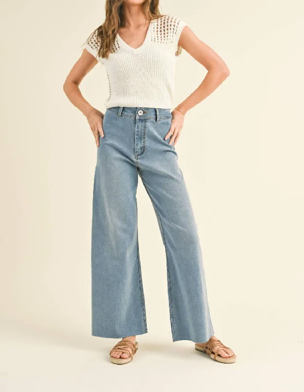 Women's Jodhpurs with Rounded CollarCharlotte Light Wash Denim In Blue