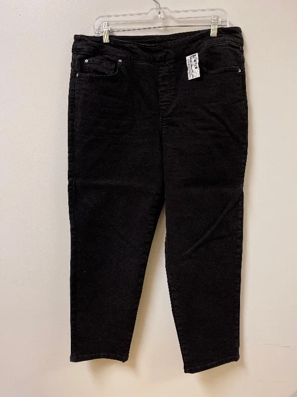 Women's Jodhpurs with Flared LegJeans Skinny By Allison Daley In Black Denim, Size: 16