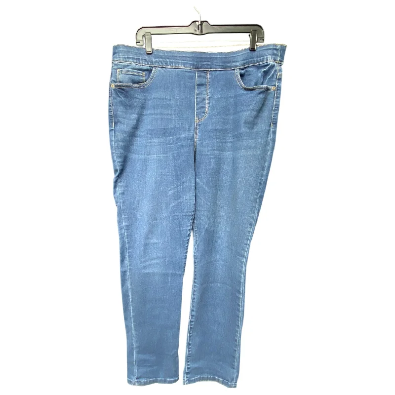 Women's Jodhpurs with Square NeckJeans Straight By Croft And Barrow In Blue Denim, Size: 16