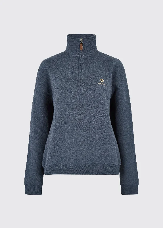 Women's Long Length SweatersCastlemartyr Women's Quarter Zip Sweatshirt - Denim