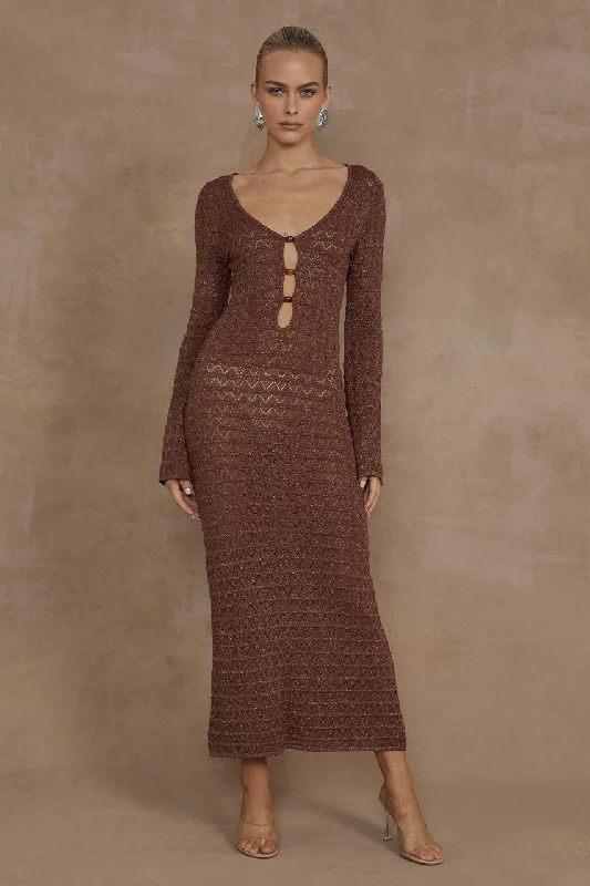 Women's Narrow Collar SweatersNYA MIDI DRESS - ESPRESSO