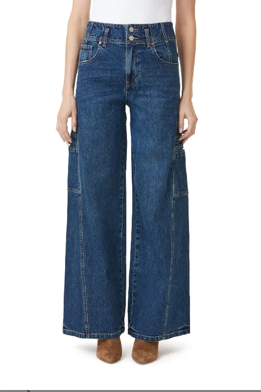 Women's Cropped PantsCargo Jean W/ Extra Wide Leg In Tide