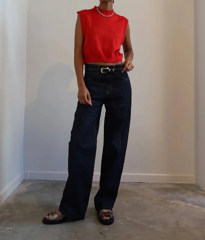 Women's Jodhpurs with Square CollarBeluga Front Stitch Jean In Dark Wash