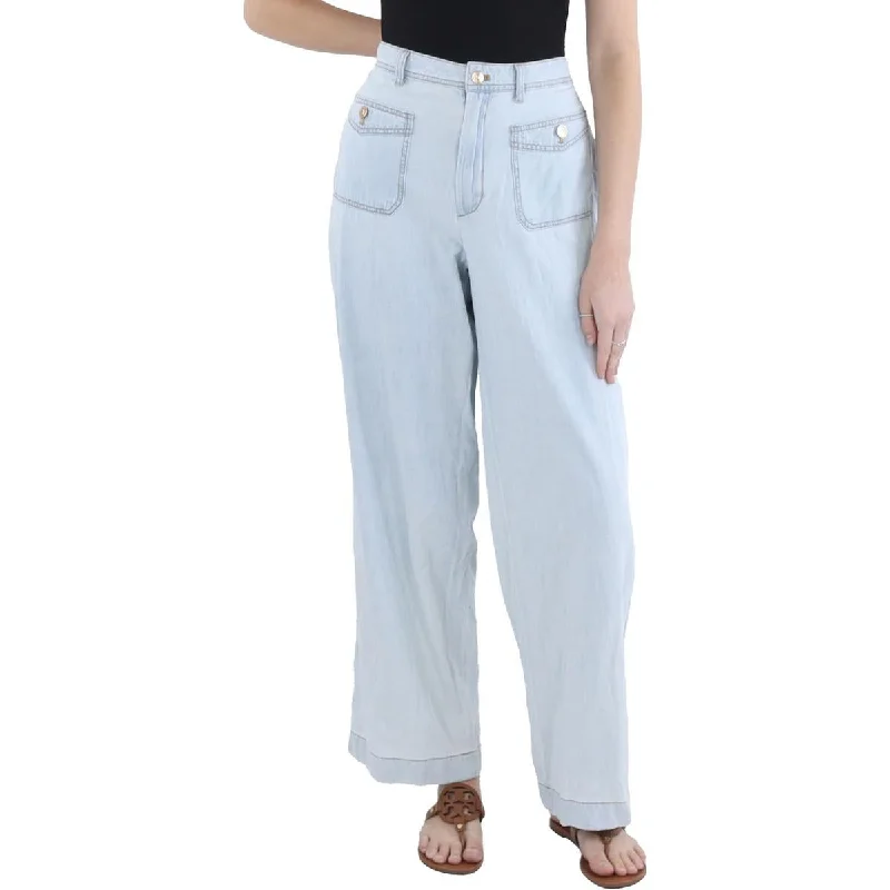 Women's Jodhpurs with V-Shaped HemWomens Patch Pocket Light Wash Wide Leg Jeans