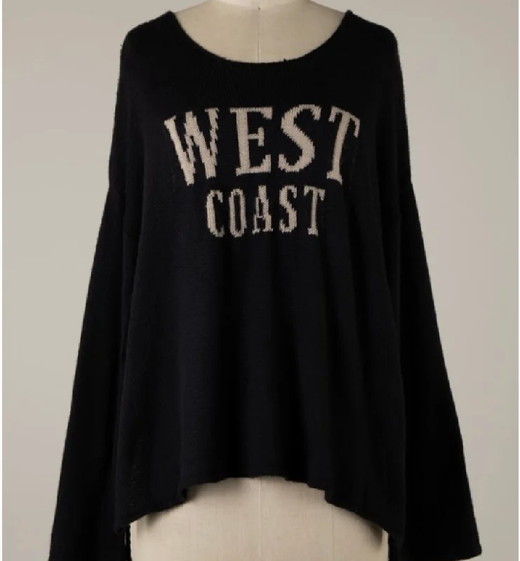 Women's Low Collar SweatersVH- West Coast Black Sweater