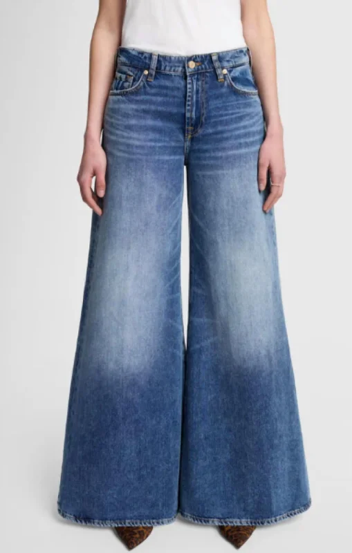 Women's Ankle-Length PantsWillow Palazzo Wide Leg Jeans In Dark Blue