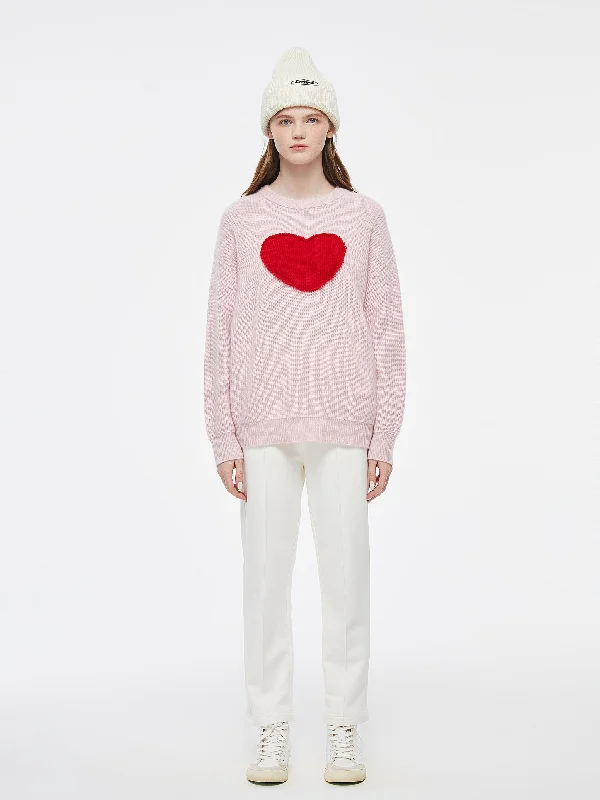 Women's Wide Collar SweatersBig Heart' Cashmere Crewneck