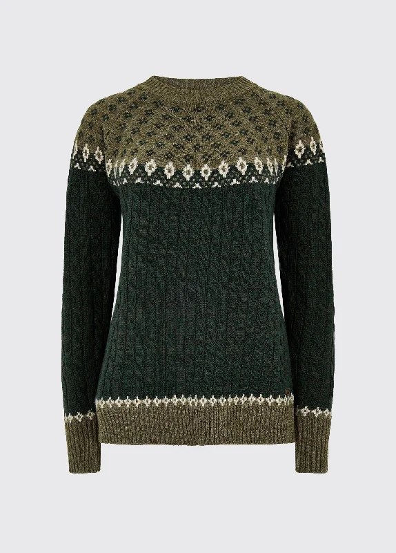 Women's Wide Collar SweatersThornfield Women’s Fair Isle knit - Olive