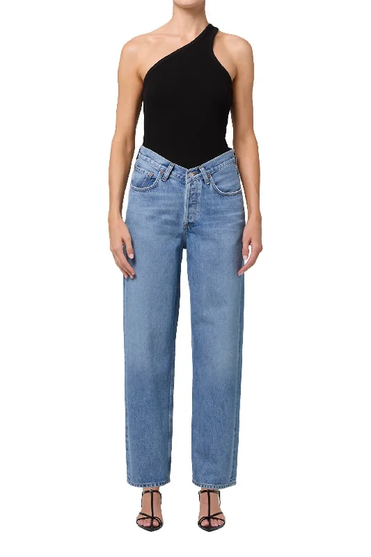 Women's Jodhpurs with Mid WaistV- Waist Baggy Jeans In Fairway