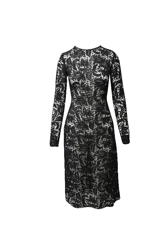 Women's Square Collar DressesAdam Lippes Lace Dress in Black Cotton