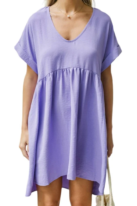 Women's Square Collar DressesBustier Babydoll Dress In Purple Fl