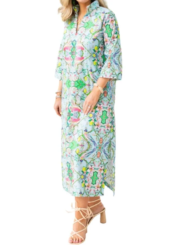 Women's Low Collar DressesCarolina Long Caftan Dress In Chinois