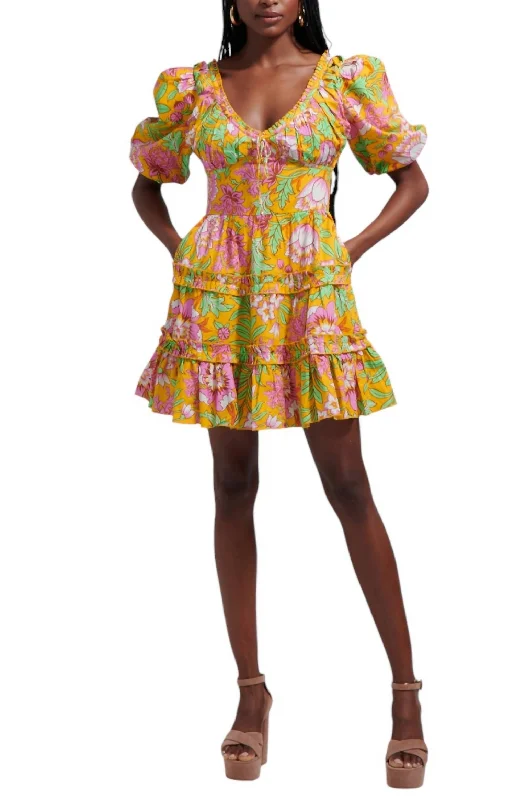 Women's Notched Collar DressesEloise Dress In Betty Yellow Print