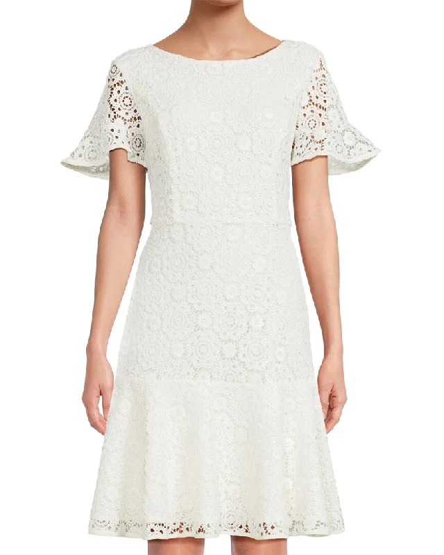 Women's Square Collar DressesFOCUS by Shani A-Line Cotton Eyelet Dress