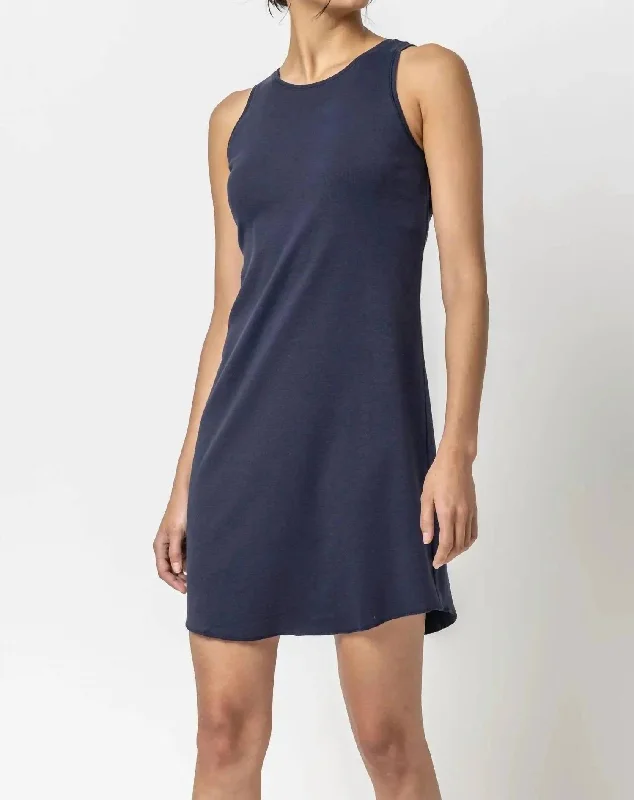 Women's Narrow Collar DressesHigh Neck Dress In Navy