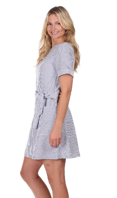 Women's Square-Back DressesIsla Dress in Navy Seersucker