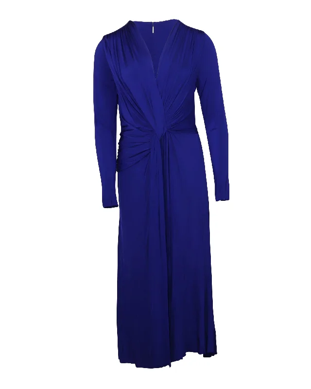 Women's V-Shaped Collar DressesJason Wu Collection Butterfly Twist Drape Dress in Blue Viscose