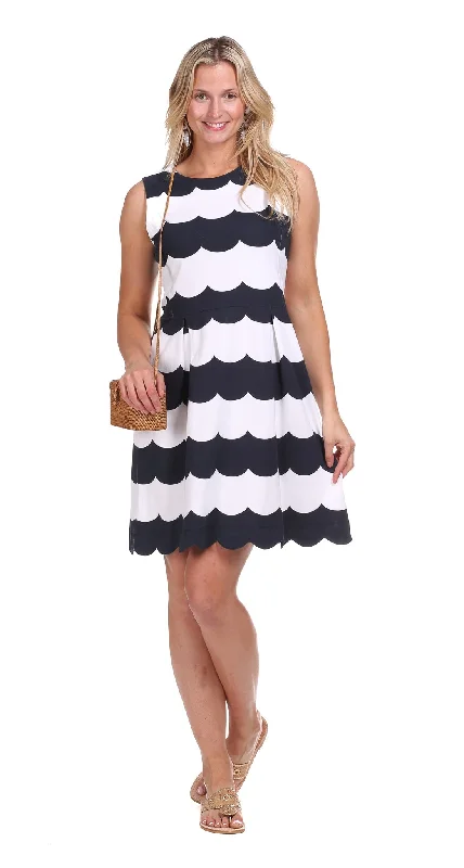 Women's Asymmetrical DressesLakeview Dress in Navy Scallop