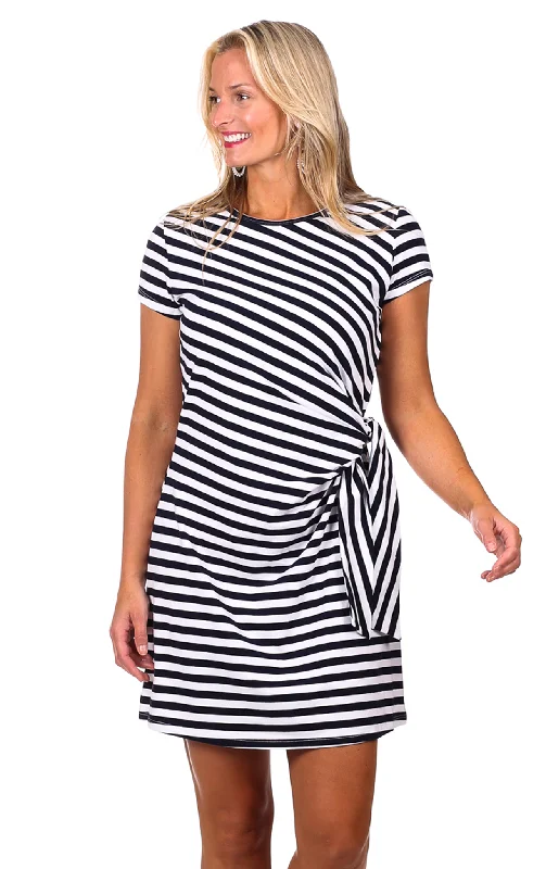 Women's Collarless DressesLexi Dress in Navy Stripe