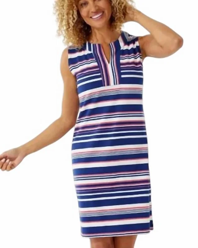  Women's A-Line DressesOceanside Tank Dress In Navy/multi Stripe