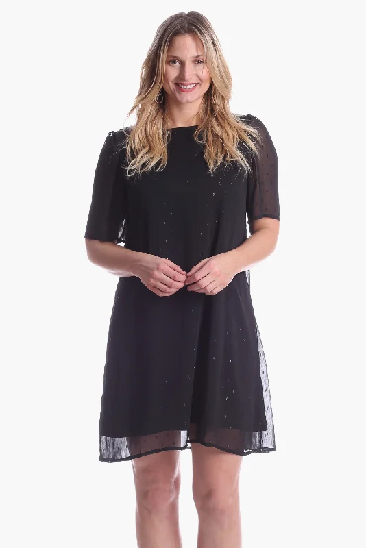 Women's Low Collar DressesPhoebe Dress in Black Shimmer Dot