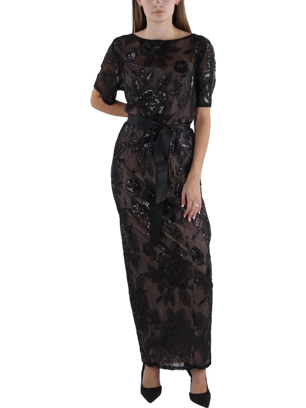 Women's Ruffled DressesPlus Womens Lace Sequin Evening Dress