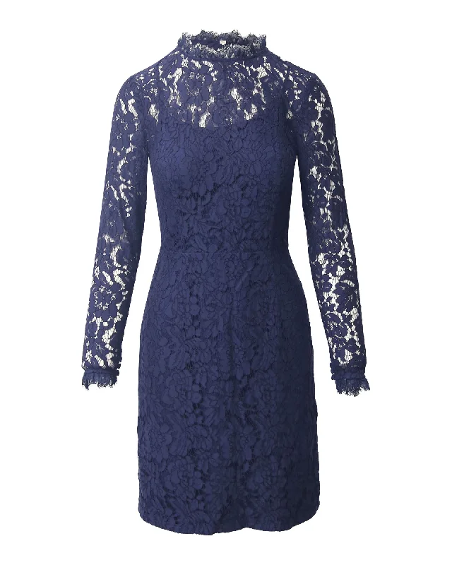 Women's Halter DressesTemperley London Lace Sheath Dress in Navy Blue Cotton