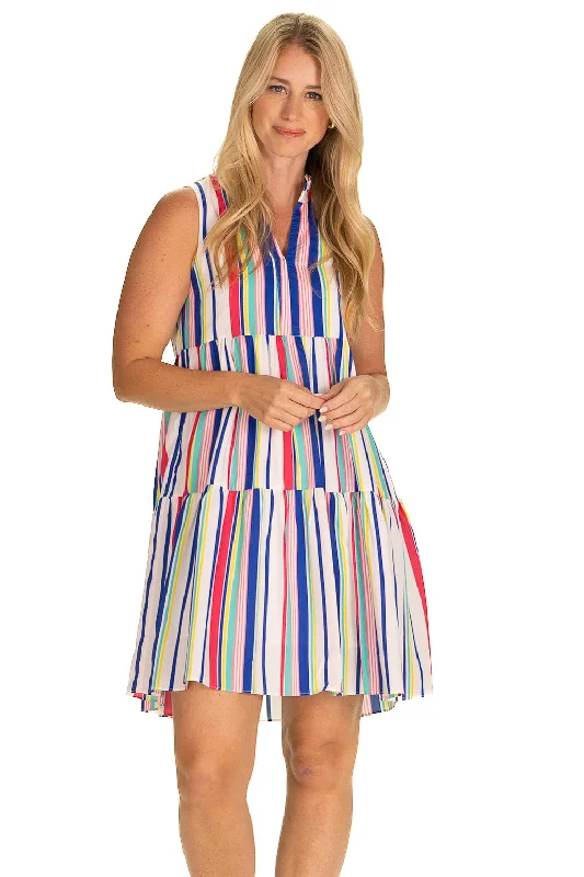 Women's Short-Sleeve DressesThe Annika Dress in Boardwalk Stripe