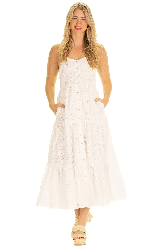 Women's Cut-Out DressesThe Duxbury Dress in White Eyelet