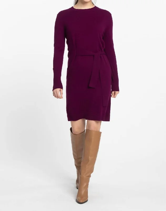 Women's U-Back DressesWaist Tie Dress In Plum