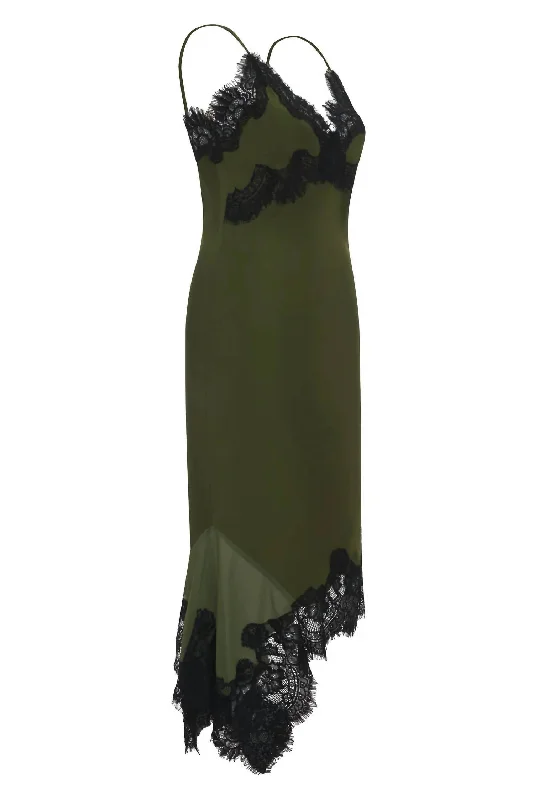 Women's Lapel Collar DressesWomen's Emma Bottom Slip Dress In Sage Green/black