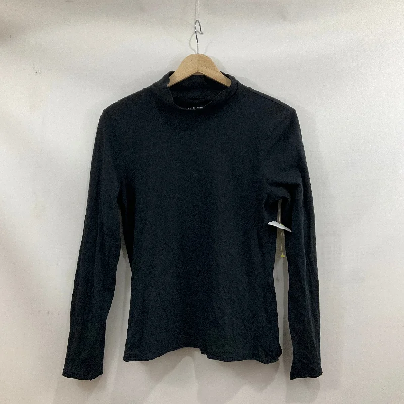 Women's Blouse with Wide CollarTop Long Sleeve Basic By Anthropologie In Black, Size: M