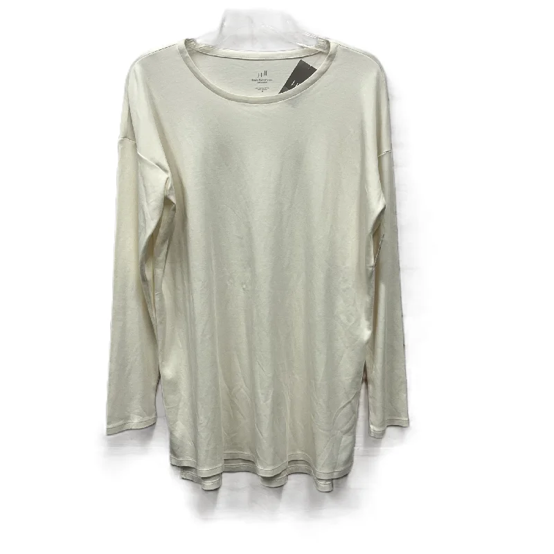 Women's Blouse with Square CollarTop Long Sleeve Basic By J. Jill In Ivory, Size: M