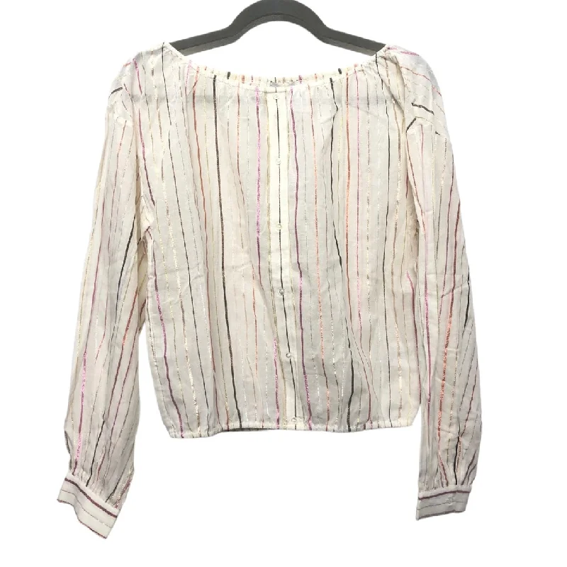 Women's Blouse with Keyhole NeckTop Long Sleeve By Joie In Striped Pattern, Size: Xs