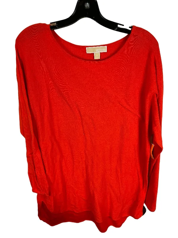 Women's Blouse with Wide CollarTop Long Sleeve By Michael By Michael Kors In Orange, Size: Xl