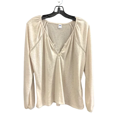 Women's Blouse with BeadsTop Long Sleeve By Old Navy In Cream, Size: M