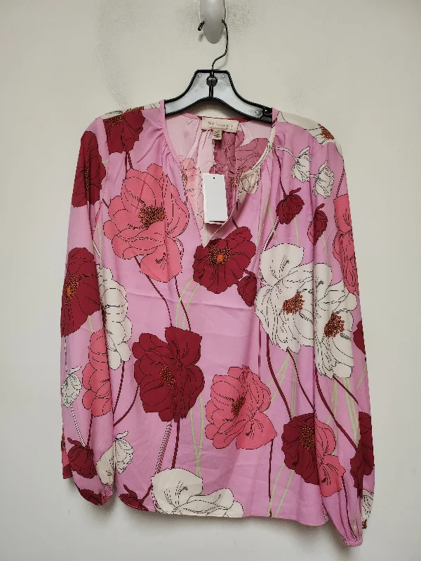 Women's Blouse with PleatsTop Long Sleeve By Philosophy In Floral Print, Size: M