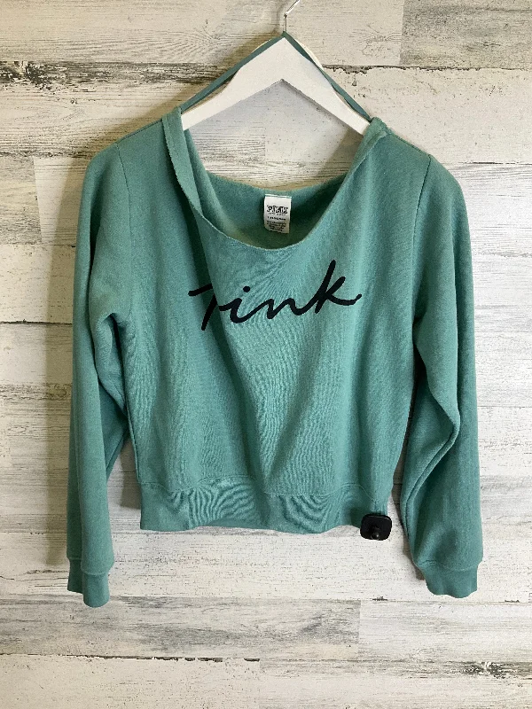 Women's Blouse with U-Shaped NeckTop Long Sleeve By Pink In Green, Size: S