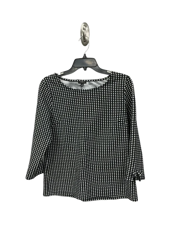 Women's Blouse with Puffed SleevesTop Long Sleeve By Talbots In Black & White, Size: M