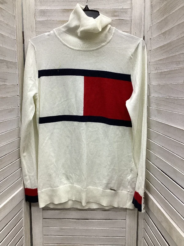 Women's Blouse with PatchesTop Long Sleeve By Tommy Hilfiger In Blue & Red & White, Size: L