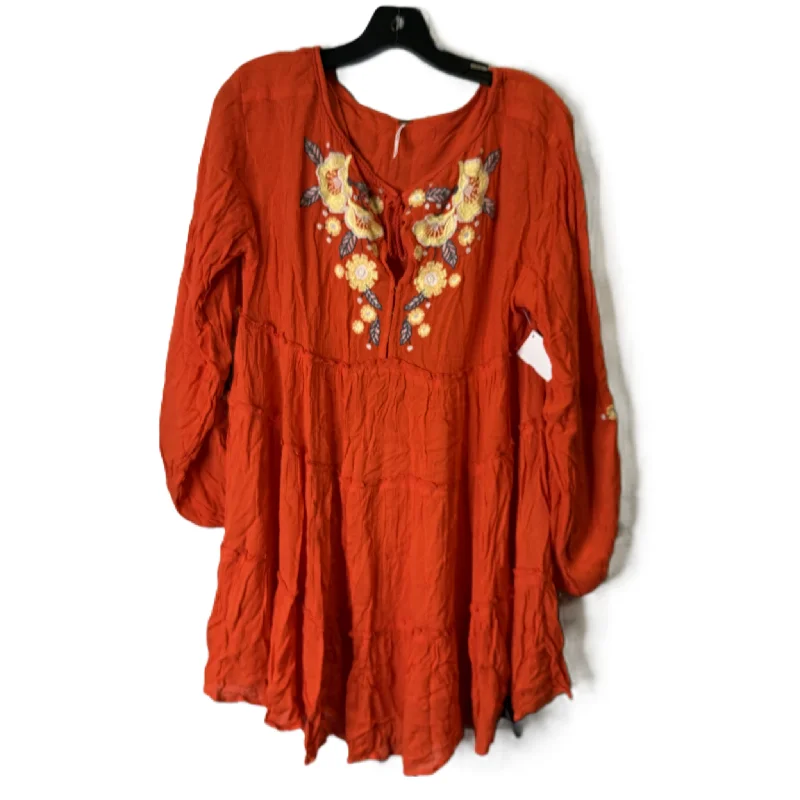 Women's Blouse with BeadsDress Casual Short By Free People In Orange, Size: Xs