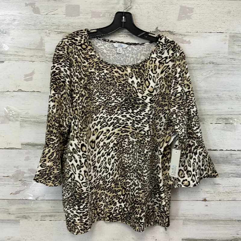 Women's Blouse with Sweetheart CollarTop 3/4 Sleeve By Croft And Barrow In Animal Print, Size: Xl