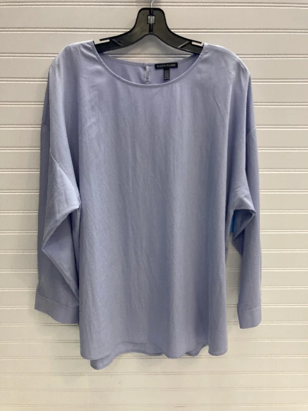 Women's Blouse with PocketsTop 3/4 Sleeve By Eileen Fisher In Purple, Size: Xl