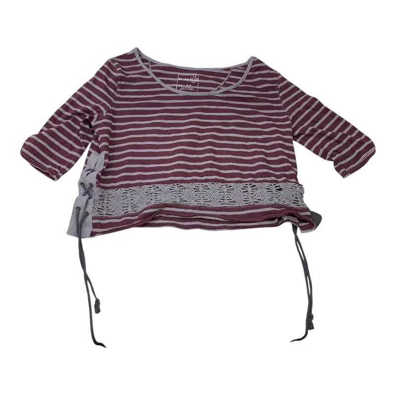 Women's Blouse with U-Shaped NeckTop 3/4 Sleeve By We The Free In Striped Pattern, Size:M